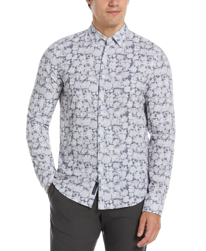 Total Stretch Slim Fit Abstract Floral Print Shirt Athletic Men's High