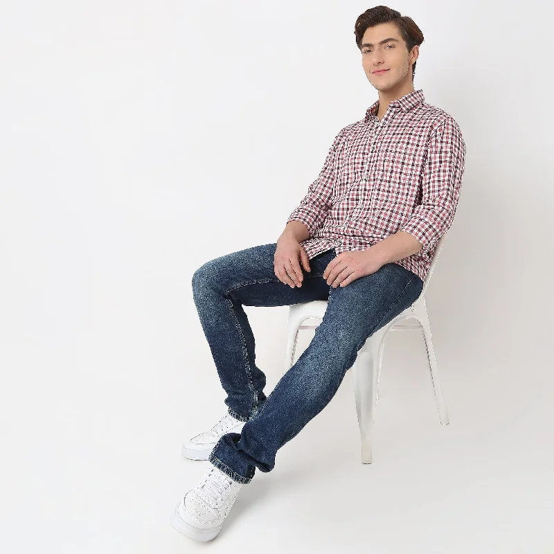 Regular Fit Checkered Shirt Bohemian Men's Free