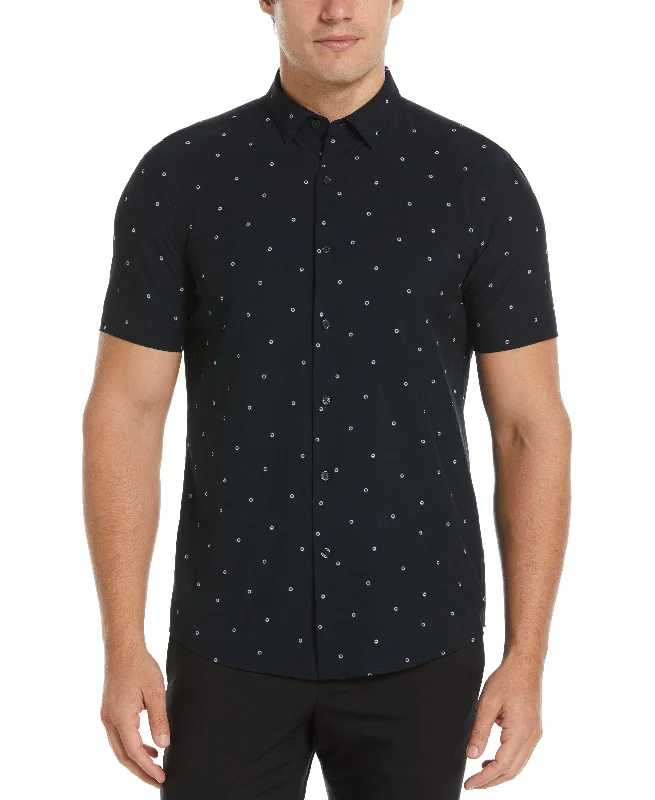 Total Stretch Slim Fit Polka Dot Print Shirt Trendy Men's Scandinavian