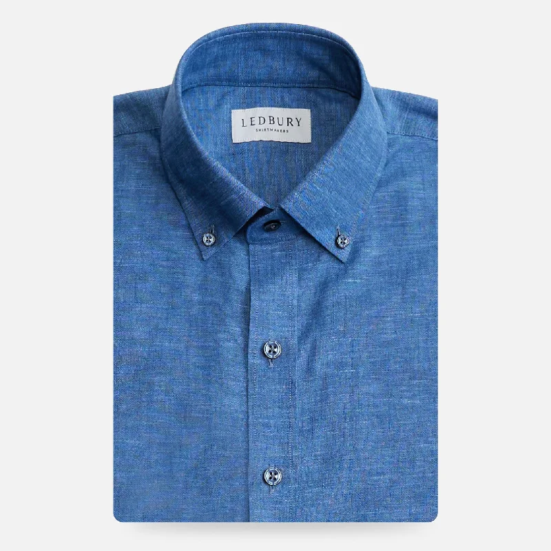 The Medium Blue Sandoval Oxford Chambray Custom Shirt Dynamic Men's Glow