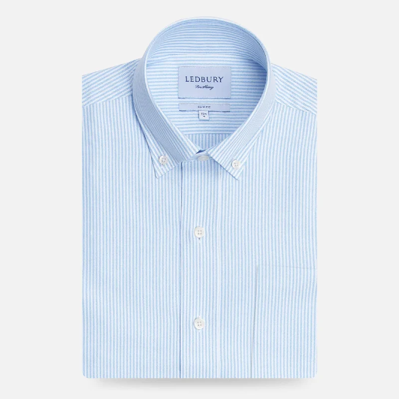 The Light Blue Mayfield Oxford Stripe Custom Shirt Athletic Men's Compression