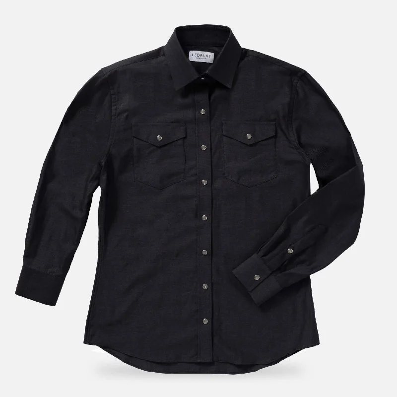 The Dark Grey Malone Washed Twill with Pearl Snaps Custom Shirt Business