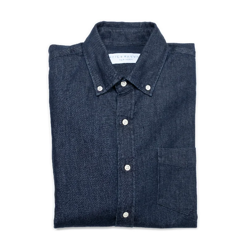 Denim Shirts Standard Fit - Dark Wash Classic Men's Pin