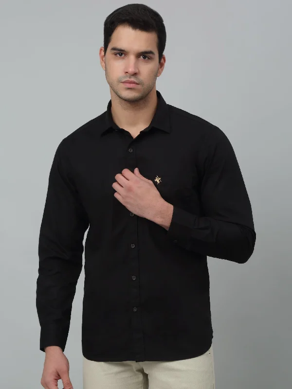 Men's Black Casual Plain Full Sleeve Shirt Refined Men's Hand