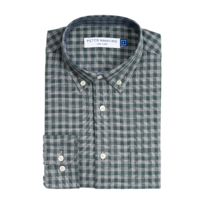 Everyday Stretch Oxford Standard Fit -  Olive Grey Gingham Confident Men's Power