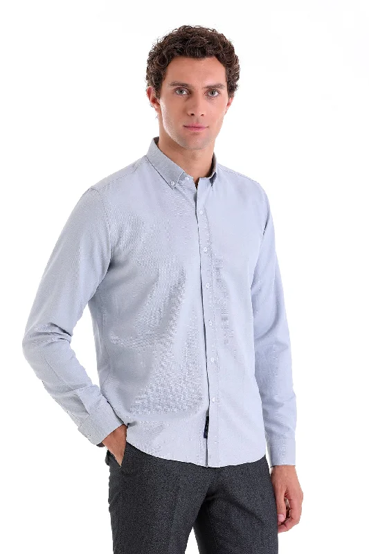 Comfort Fit Long Sleeve Cotton Blend Gray Casual Shirt Cool Men's Skate