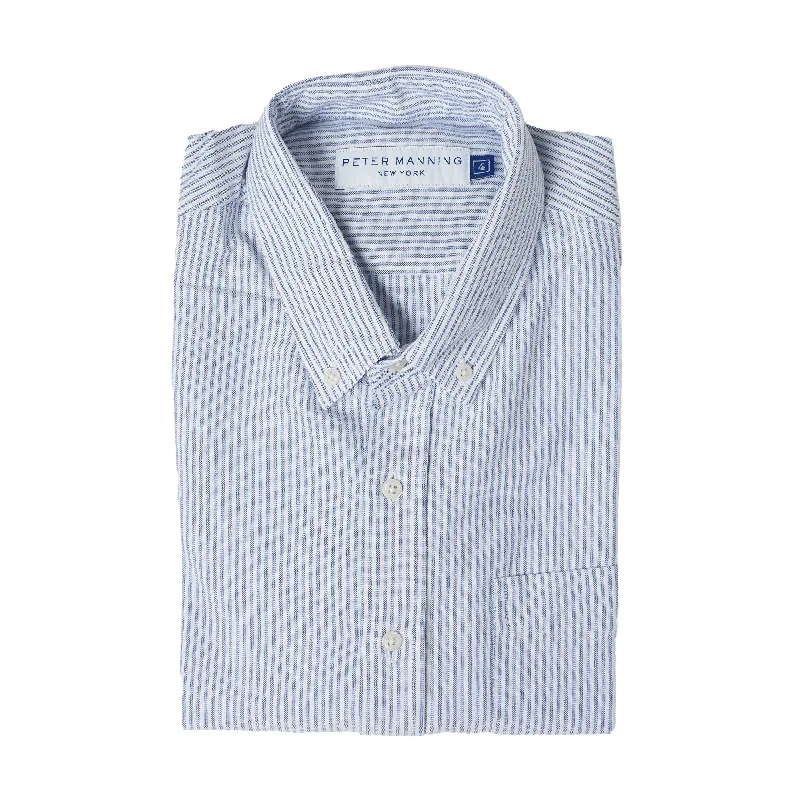 Weekend Oxford Standard Fit - Blue University Stripe Edgy Men's Punk