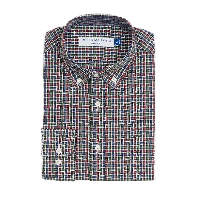 Everyday Stretch Oxford Standard Fit -  Blue Green Red Check Artistic Men's Avant