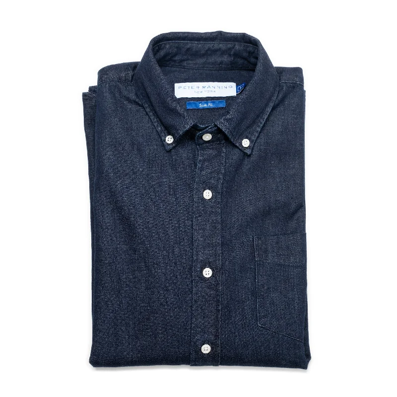 Denim Shirts Slim Fit - Dark Wash Streetwear Style