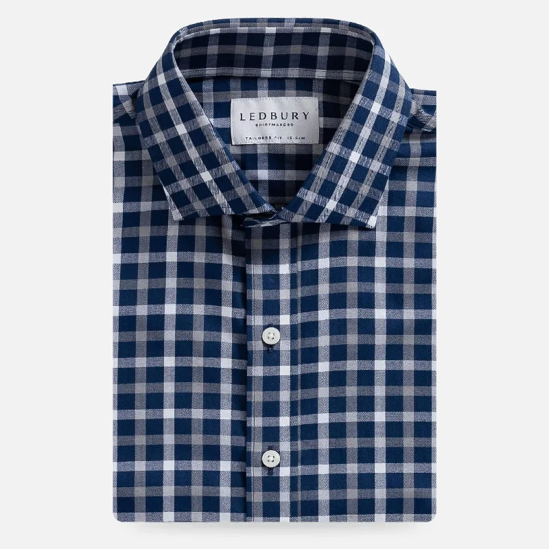 The Navy Blue Miller Check Casual Shirt Organic