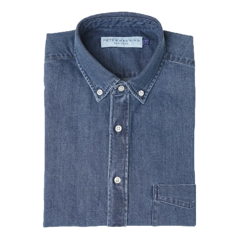 Denim Shirts Standard Fit - Medium Wash Trendy Men's Bucket