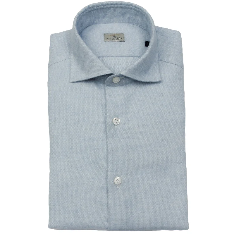 Light Blue Cotton Flannel Shirt - SONRISA Refined Men's Classic 