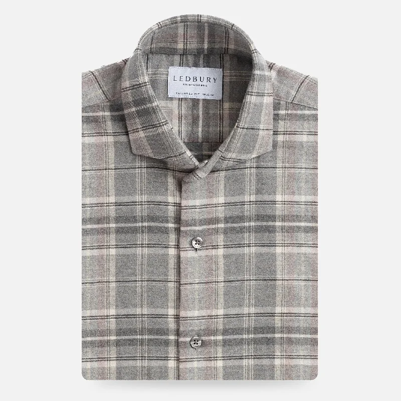 The Light Grey Callisto Plaid Custom Shirt Practical Men's Quick