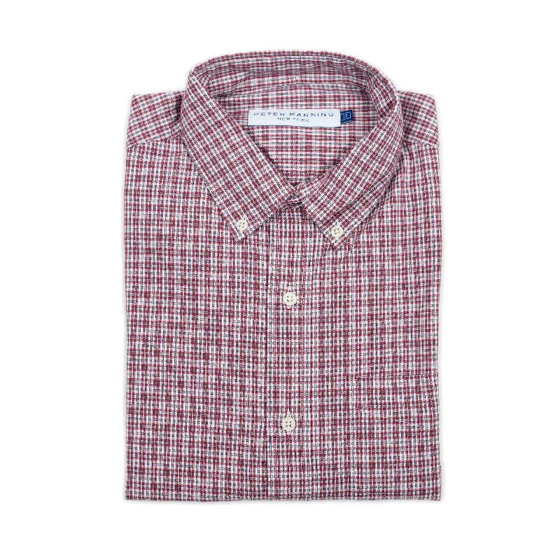 Everyday Stretch Oxford Standard Fit -  Red White Tattersall Sophisticated Men's 