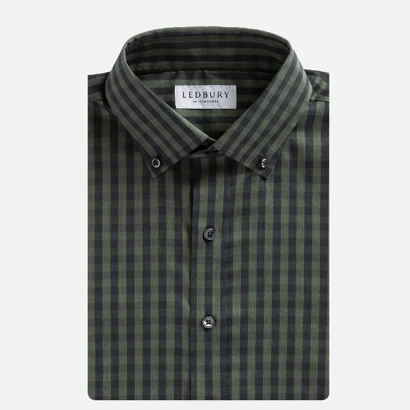 The Dark Green Bowen Stretch Gingham Custom Shirt Vacation