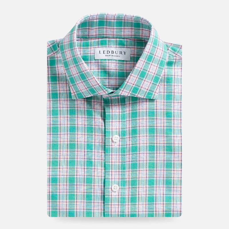 The Aqua Green Linlaw Check Custom Shirt Sporty Men's Athleisure 