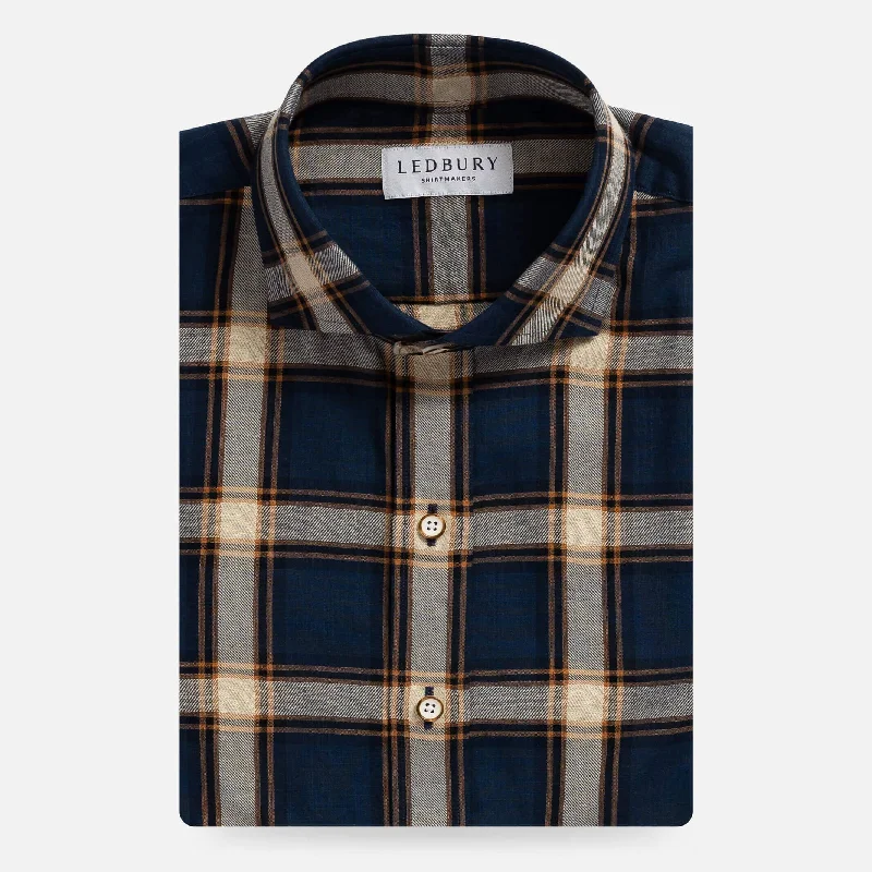 The Navy Blue Albini Byrne Plaid Custom Shirt Laid