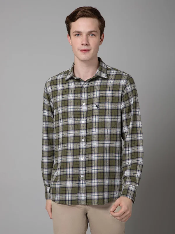 Men's Green Casual Brushed Medium Checks Full Sleeve Shirt Lumberjack