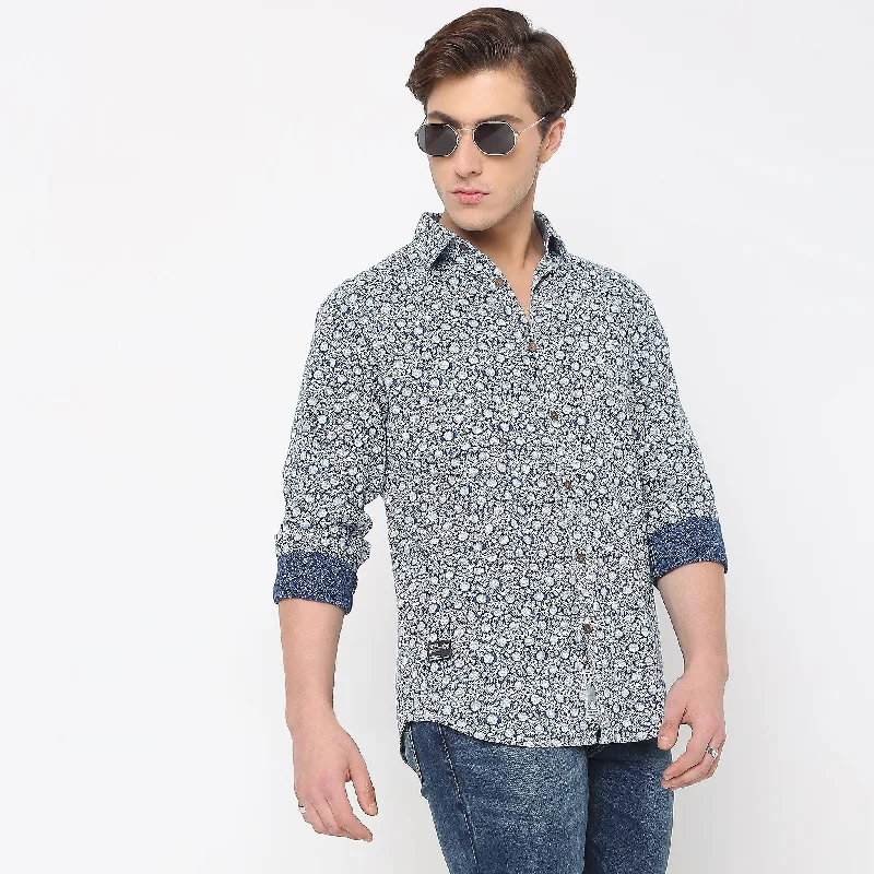 Regular Fit Printed Shirt Unique Men's Patch