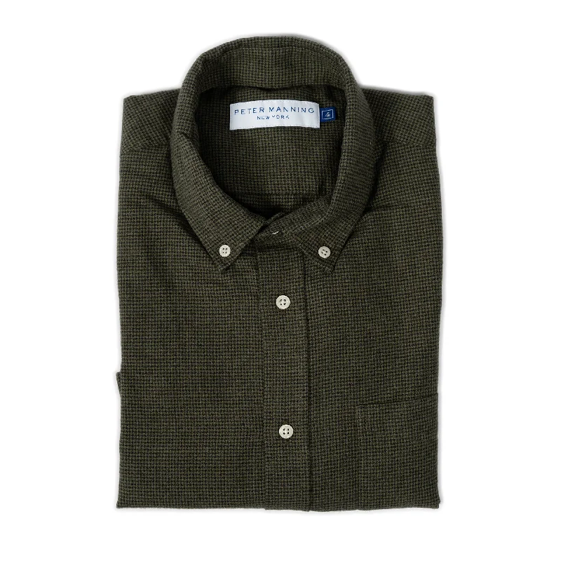 Everyday Flannels - Olive Microcheck Polished Men's Satin