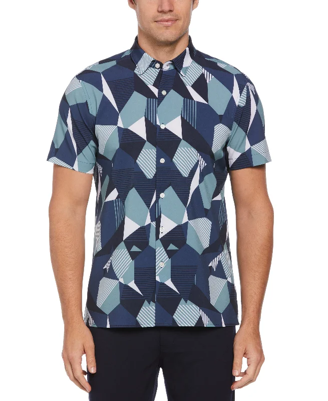 Total Stretch Exploded Geometric Print Shirt Practical Men's Multi