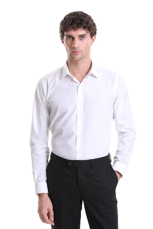 Comfort Fit Cotton White Casual Shirt Preppy Men's College