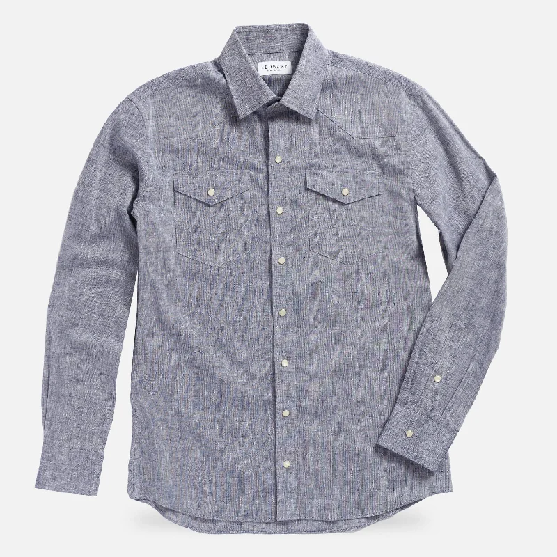 The Navy Blue Sandoval Western Custom Shirt Street