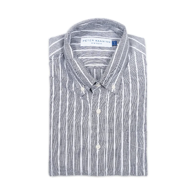 Weekend Oxford Slim Fit - Grey Stripe Hip Men's Retro