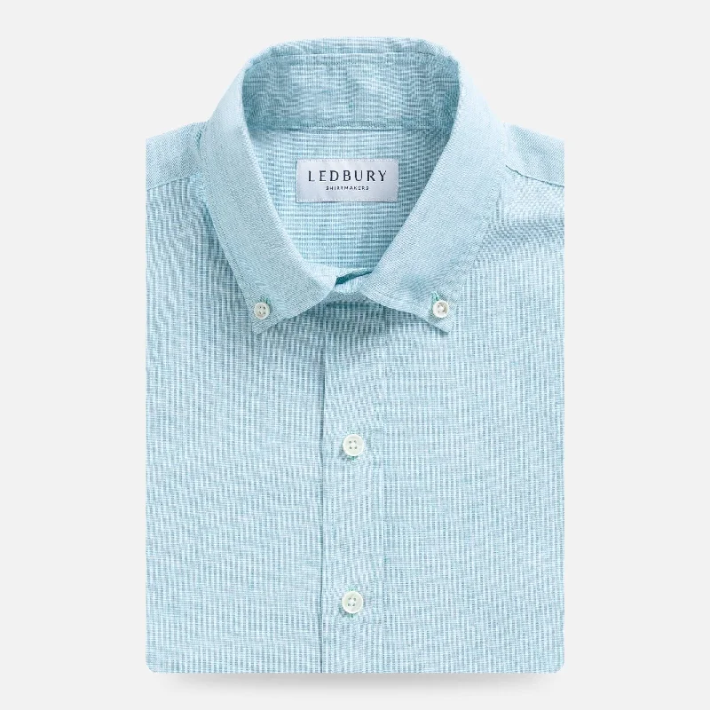 The Sea Green Barretto Cotton Linen Custom Shirt Artistic Men's Avant