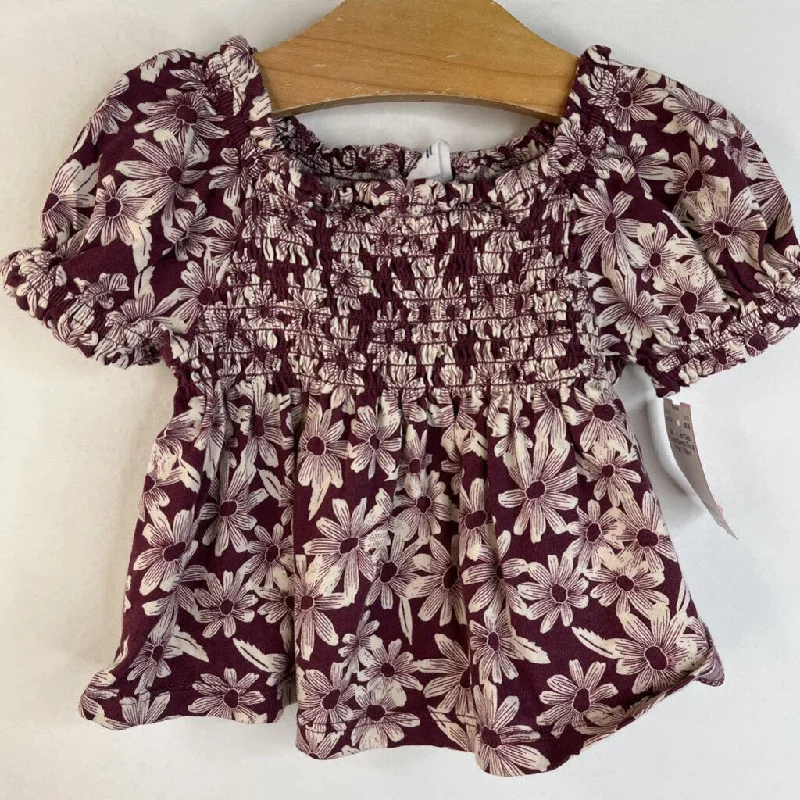 Size 12-18m: Gap Purple/Creme Floral Print T-Shirt Monochromatic Office Style