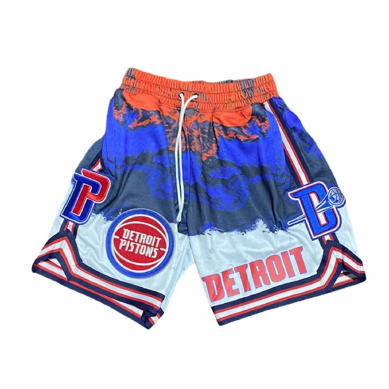 Men's Detroit Pistons Chenille Logo Shorts In Multi Relaxed Men's Australian 