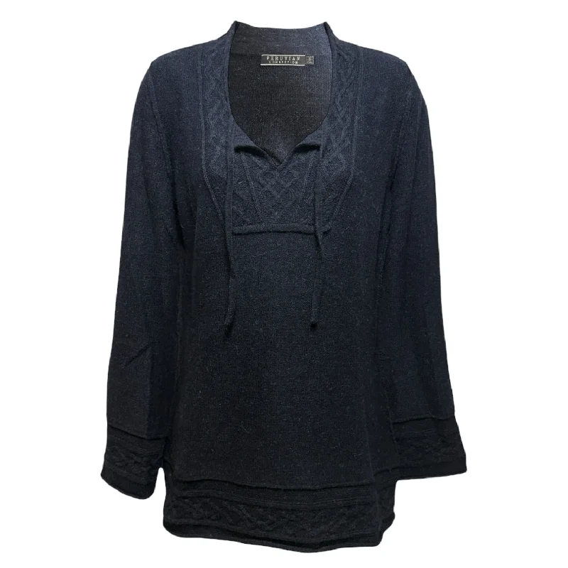 Alpaca Tunic Sweater By Peruvian Connection In Navy, Size: S Tailored