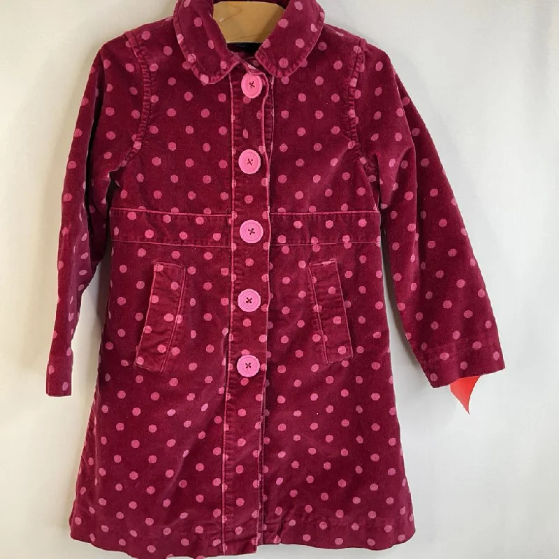 Size 3-4: Mini Boden Magenta Pink Polk-a-Dot Velvet Button-up Coat Youthful Men's Pop