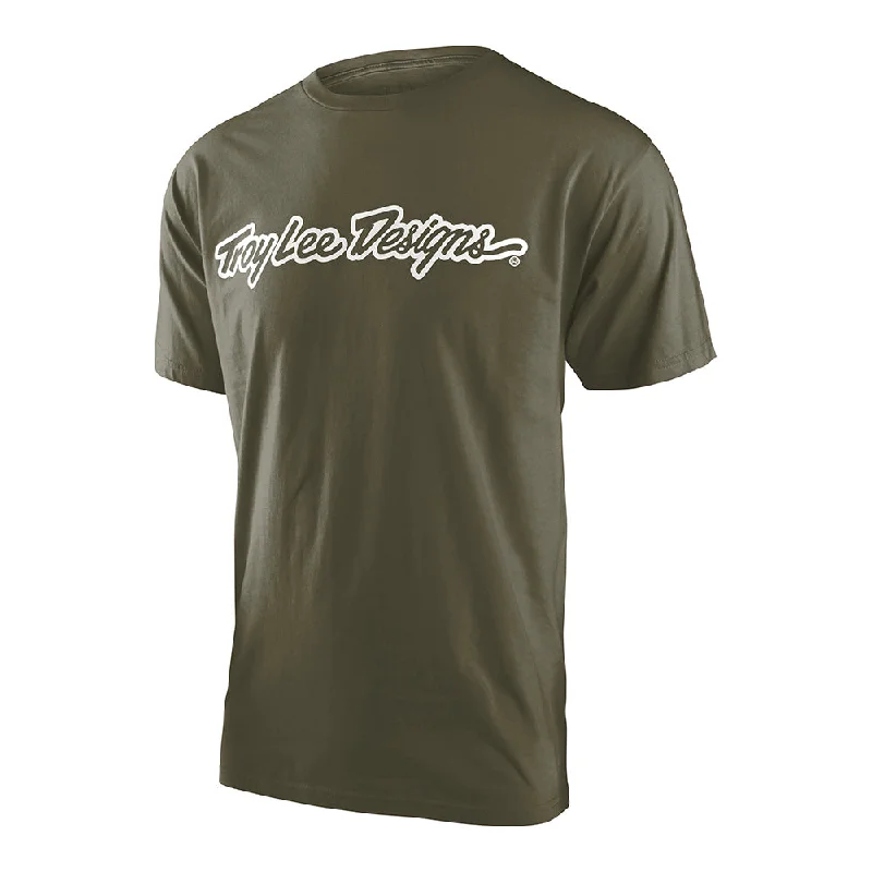 Short Sleeve Tee Signature Military Green Masculine Men's Thick