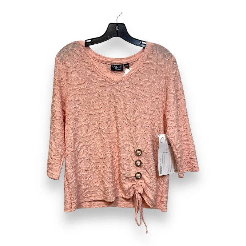 Top Long Sleeve By Onque In Peach, Size: Mp Hip Men's Urban