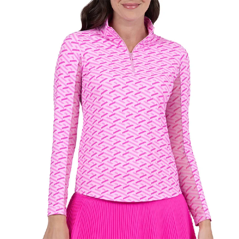 IBKUL Fatima Long Sleeve Top - Hot Pink/Candy Pink Elegant Men's Cashmere