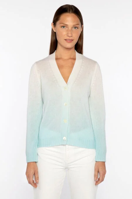 Kinross Cashmere Ombre Vee Cardigan Bold Men's Statement