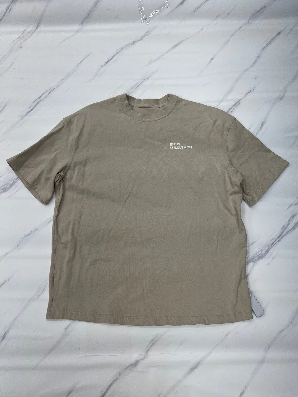 Athletic Top Short Sleeve By Lululemon In Tan, Size: M Sporty Men's Athleisure 