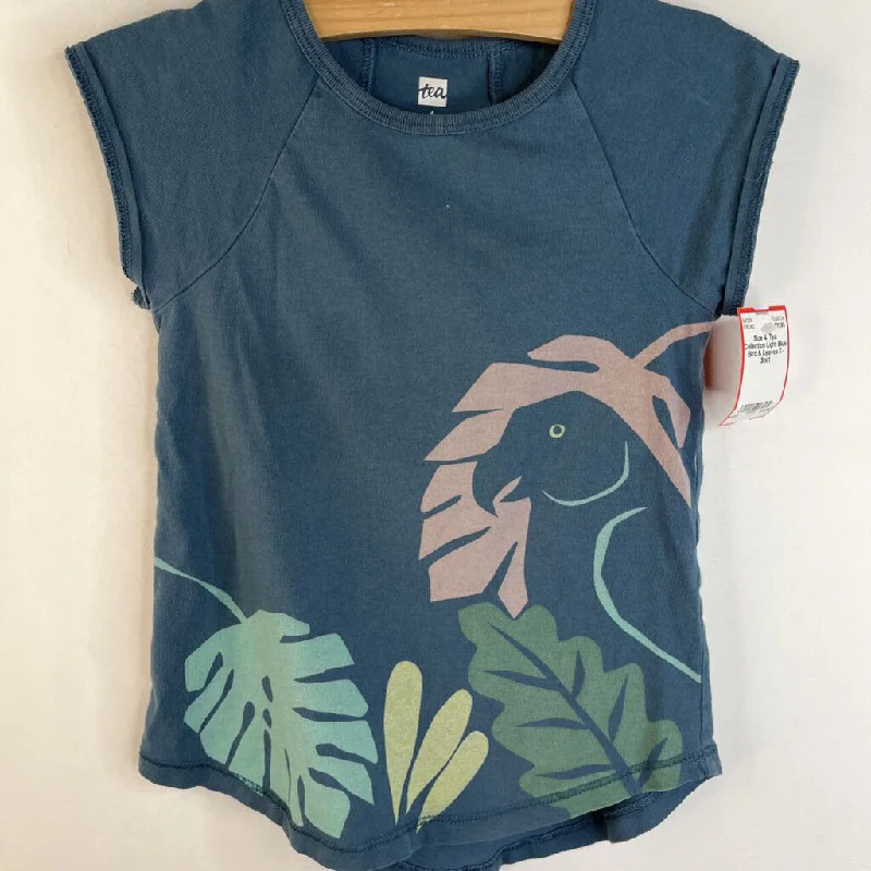 Size 4: Tea Collection Light Blue Bird & Leaves T-Shirt Adventure