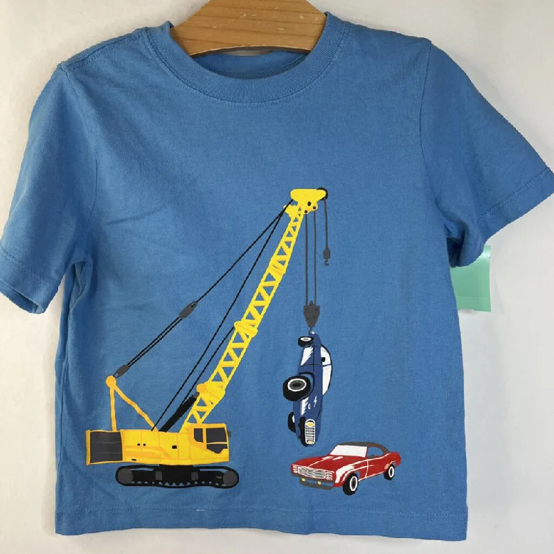 Size 4 (100): Hanna Andersson Blue Crane & Race Cars T-Shirt Earthy Men's Hemp