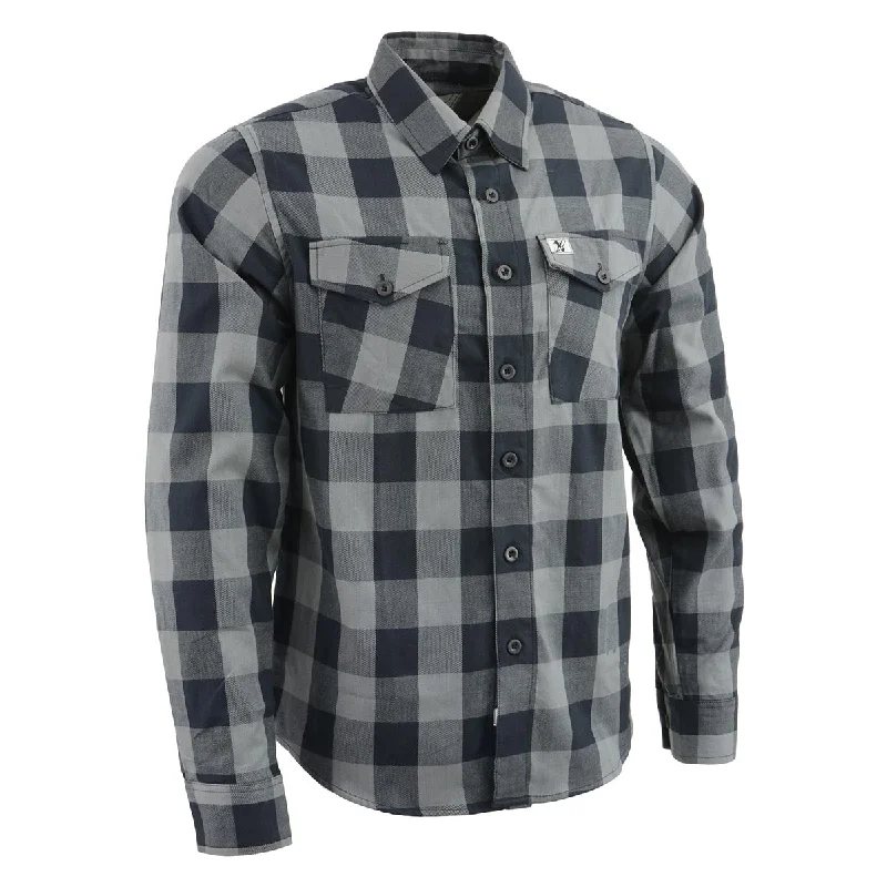 Milwaukee Leather Men's Flannel Plaid Shirt Black and Grey Long Sleeve Cotton Button Down Shirt MNG11630 Bold Men's Statement