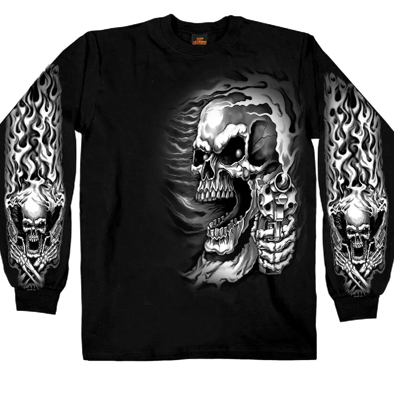 Hot Leathers GMD2076 Mens 'Assassin' Double Sided Black Long Sleeve Shirt Streetwear Style