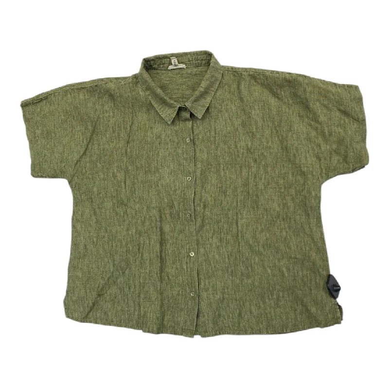 Top Ss Designer By Eileen Fisher In Green, Size:L Casual Men's Short