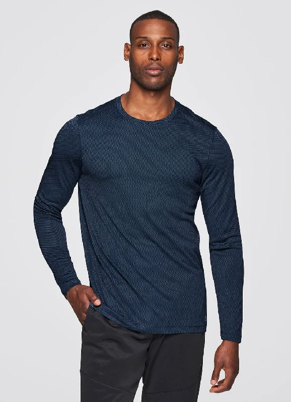 Prime Textured Long Sleeve Workout Tee Casual Men's Japanese 