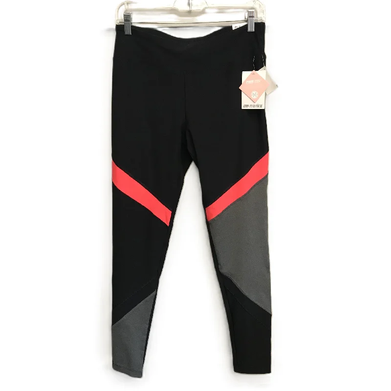 Black Athletic Leggings By Marika, Size: L Modern Men's Geometric