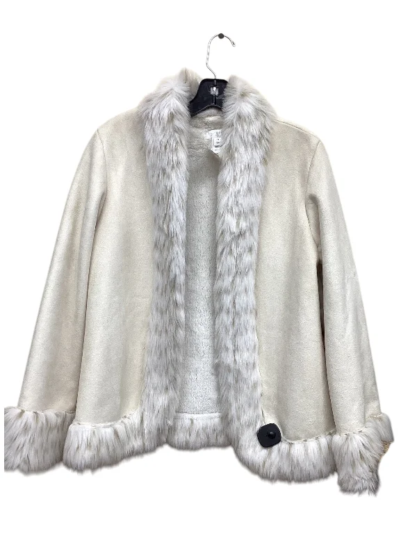 Coat Faux Fur & Sherpa By White House Black Market In Cream, Size: M Bold Men's Statement