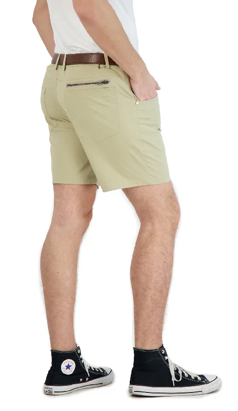 Everyday Stretch Shorts with a Comfortable Built-In Liner- Denim Style- Khaki Dynamic Men's High