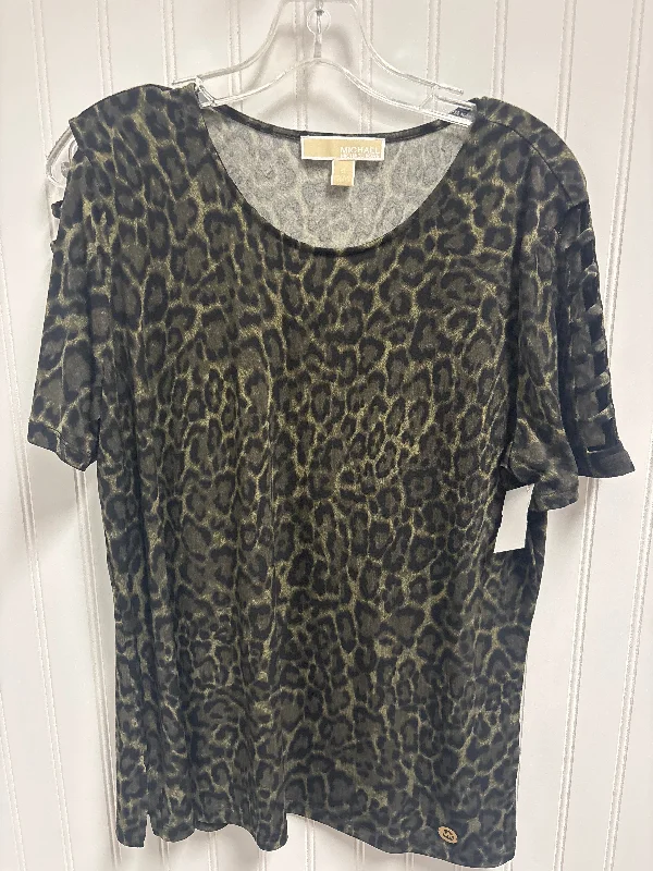 Top Short Sleeve Designer By Michael Kors In Animal Print, Size: Xl Trendy Men's Scandinavian