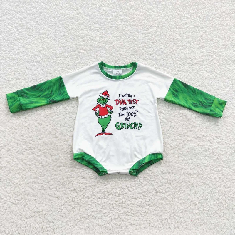 LR0409 Christmas Green Red Santa Cartoon DNA Test Girls Long Sleeve Romper Cozy Men's Sherpa