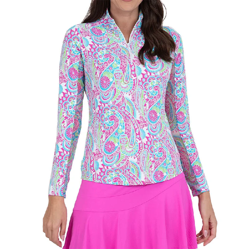 IBKUL Gloria Long Sleeve Top - Hot Pink/Turquoise Modern Men's 